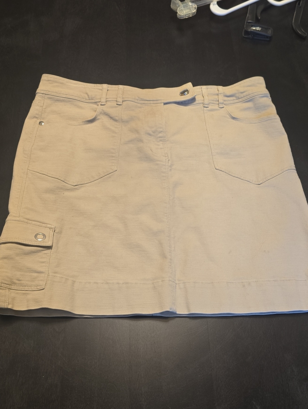 White House Black Market Beige Mini Skirt with Cargo Pocket